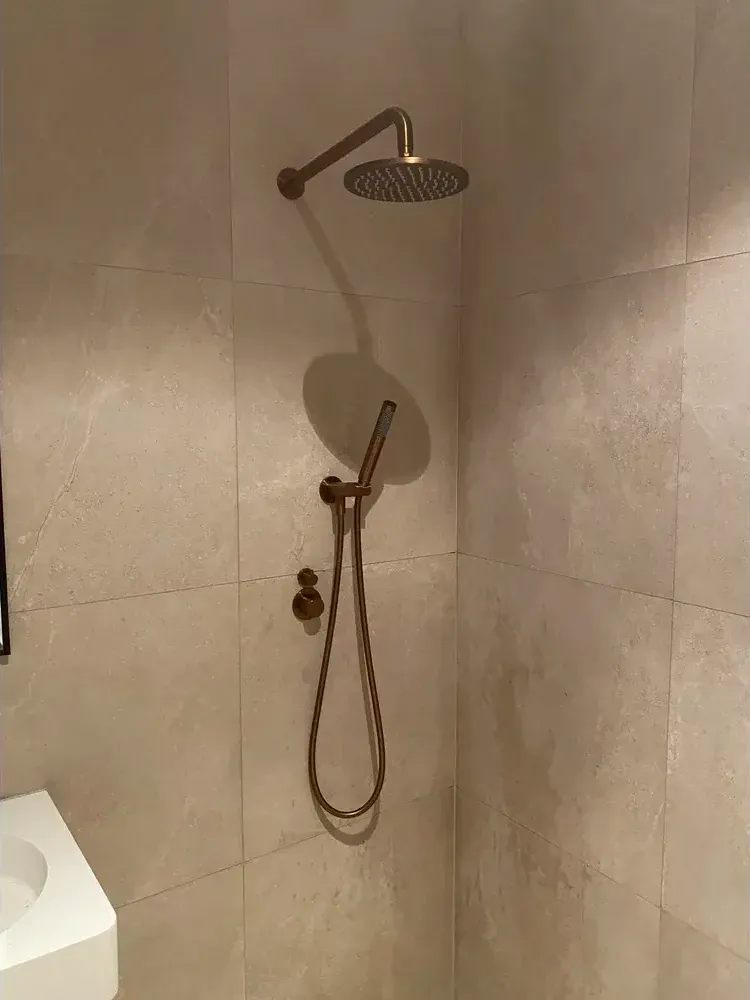 Bronze fixture luxury shower with rain head and handheld